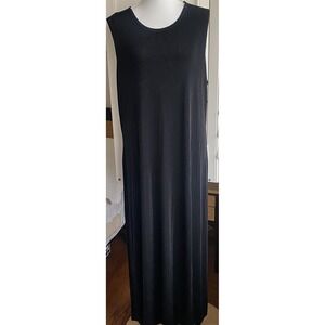 Coldwater Creek Maxi Tank Dress Women Plus 2X Black Slinky Sleeveless Travel USA